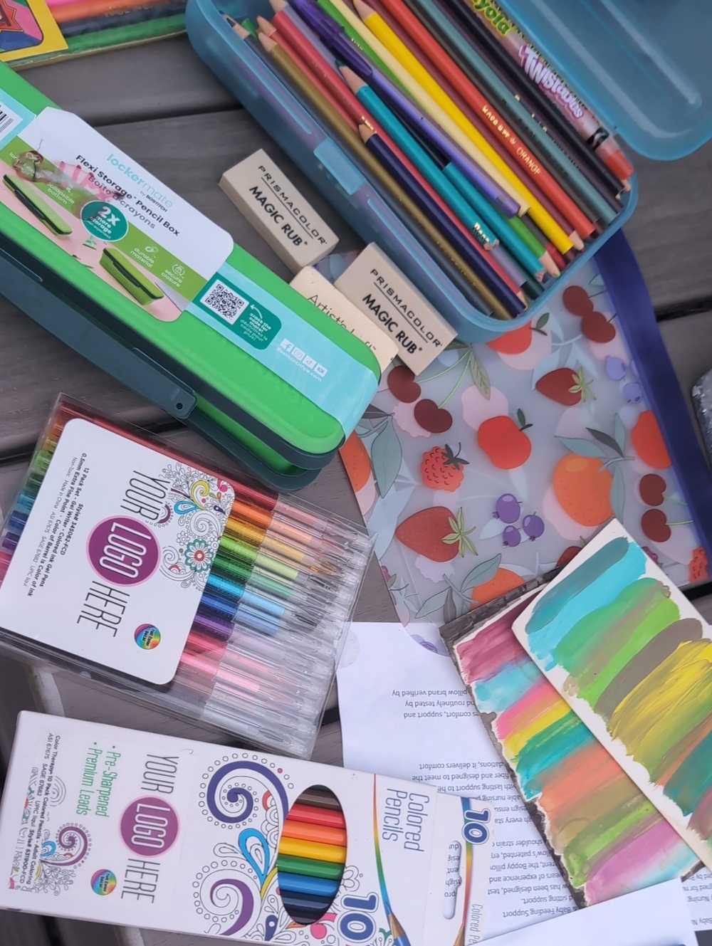 Artist Bundle Teal Plastic Pencil Box Organizer School Artist Drawing Supplies